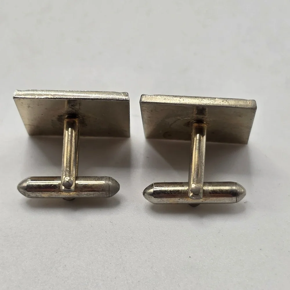Swank Cufflinks Mens Gold Tone Faux Ruby Square Geometric Vintage MCM Formal